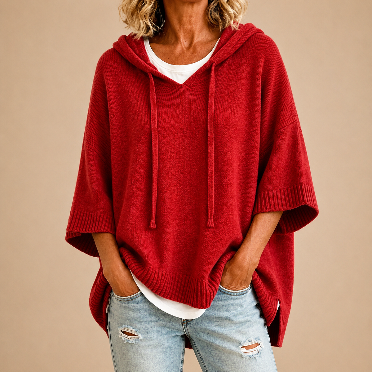 MIRELLA™ | Poncho de Punto con Capucha