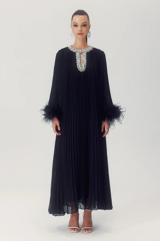 Vestido con Plumas Diamante de Paula